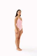Abigail One Piece - Pink Check