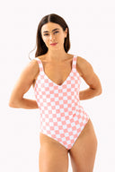 Abigail One Piece - Pink Check